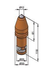 Круглый зуб (резец) BTK 03 - посадка 25 мм BTK 03 фото
